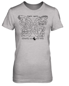 "Begin Again/Butterfly Blue" T-shirt design