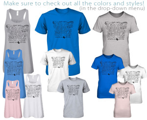 assortment of t-shirt styles available 